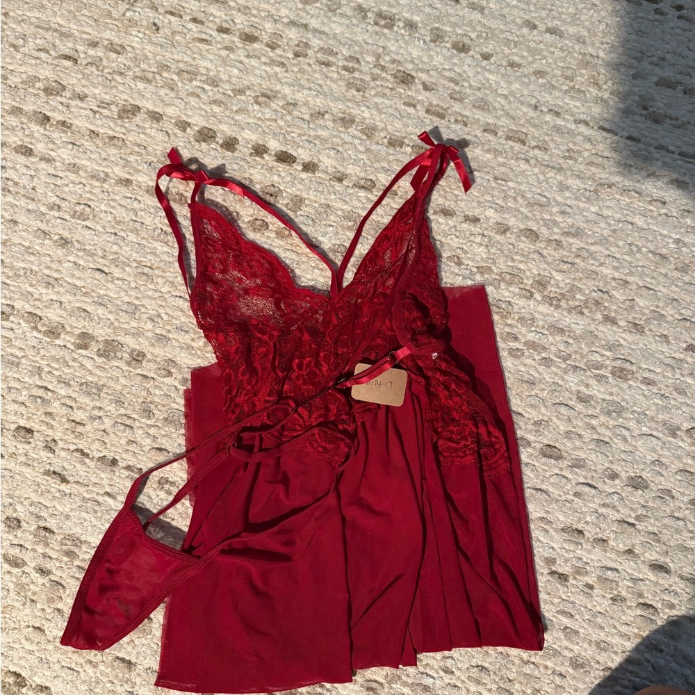 La Perla Red Lace Chemise Set